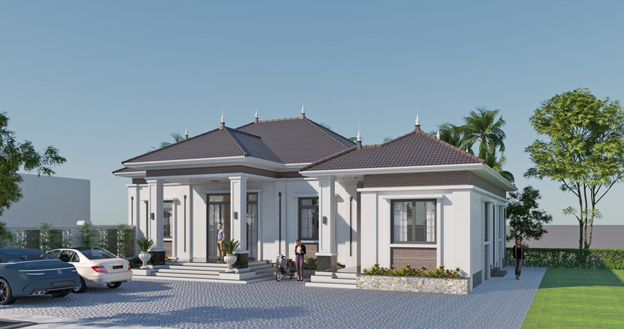 Thiết kế kiến trúc biệt thự mái Nhật Mr.Hệ tại Hải Dương