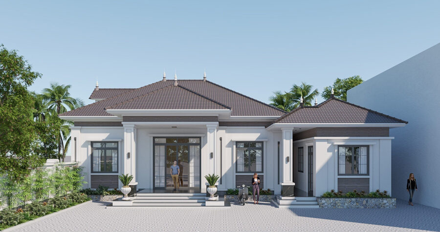 Thiết kế kiến trúc biệt thự mái Nhật Mr.Hệ tại Hải Dương