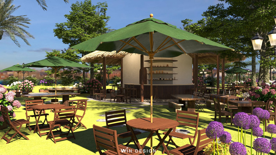 Thiết kế quán cafe sân vườn – Khu đô thị Ecorivers Hải Dương